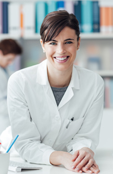 Woman in a pharmacy technician role